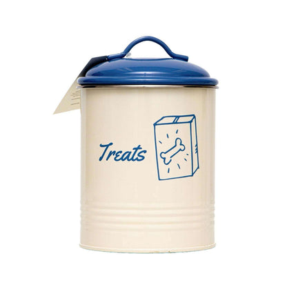 Country Living pet treat canisters set of 3 with French Blue lids