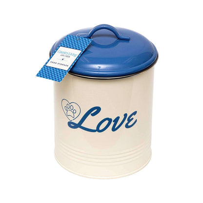 Country Living pet treat canisters set of 3 with French Blue lids and airtight seals