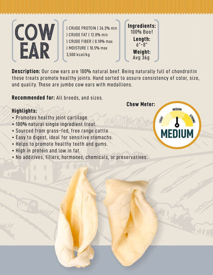 Country Living all-natural single-ingredient cow ear dog treats for dental health and stress relief