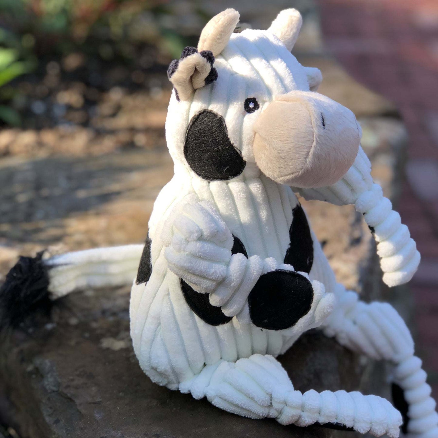 Dottie Cow Knottie® Plush Dog Toy with durable Tuffut Technology® and multiple squeakers