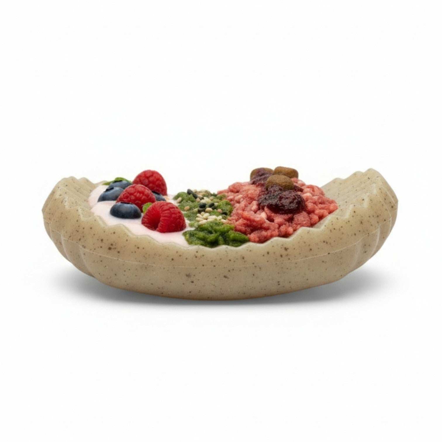 Potato Chip Nylon Chew dog toy in curved chip shape with ridged surface for treat enrichment and chewing