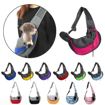 Breathable mesh pet carrier handbag sling for small dogs and cats, hands-free adjustable shoulder strap stylish outdoor travel pouch