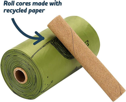 Eco-friendly biodegradable dog poop bags roll with recycled paper core and extra thick leak-proof design