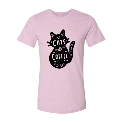Cat And Coffee T-Shirt - Premium Cotton, Soft Feel, High-Quality Print