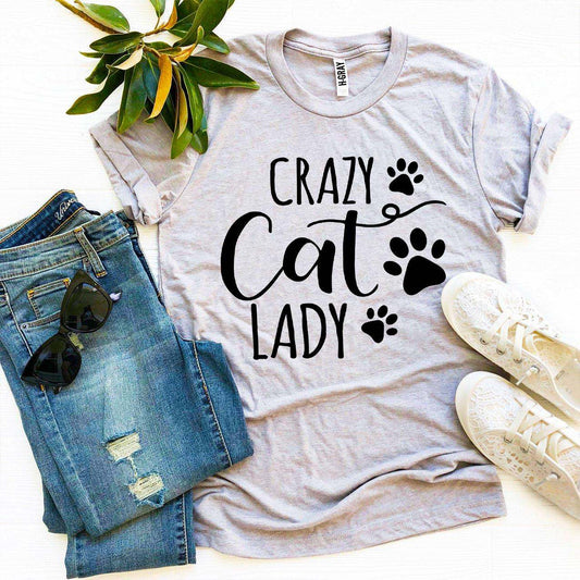 Crazy Cat Lady T-shirt in premium ring spun cotton with soft textile flex print, Bella Canvas brand available in multiple sizes