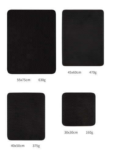 Black honeycomb cat litter pad in various sizes, waterproof and urine proof EVA foam mat for trapping cat litter.