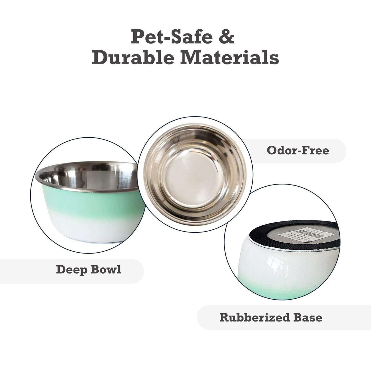 Mint green stainless steel deep dog bowl with rubber base for small to large dogs