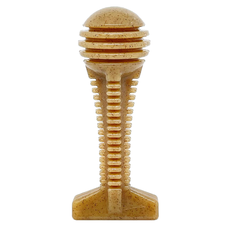 Honey Bone Dental Tower durable nylon dog chew toy for aggressive chewers with ridged honey dipper design promoting dental health and mental stimulation.