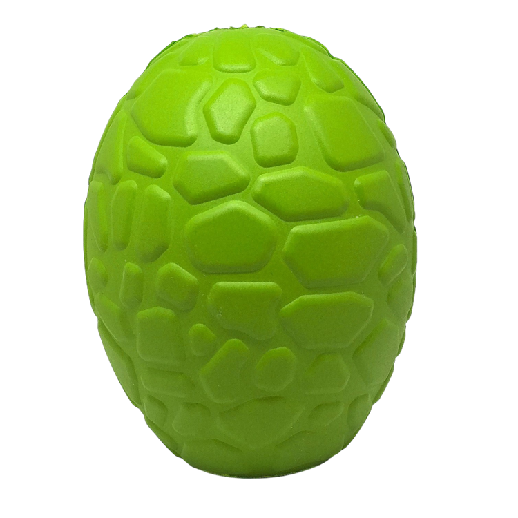 Green Dinosaur Egg eDispenser durable rubber chew toy and treat dispenser for dogs