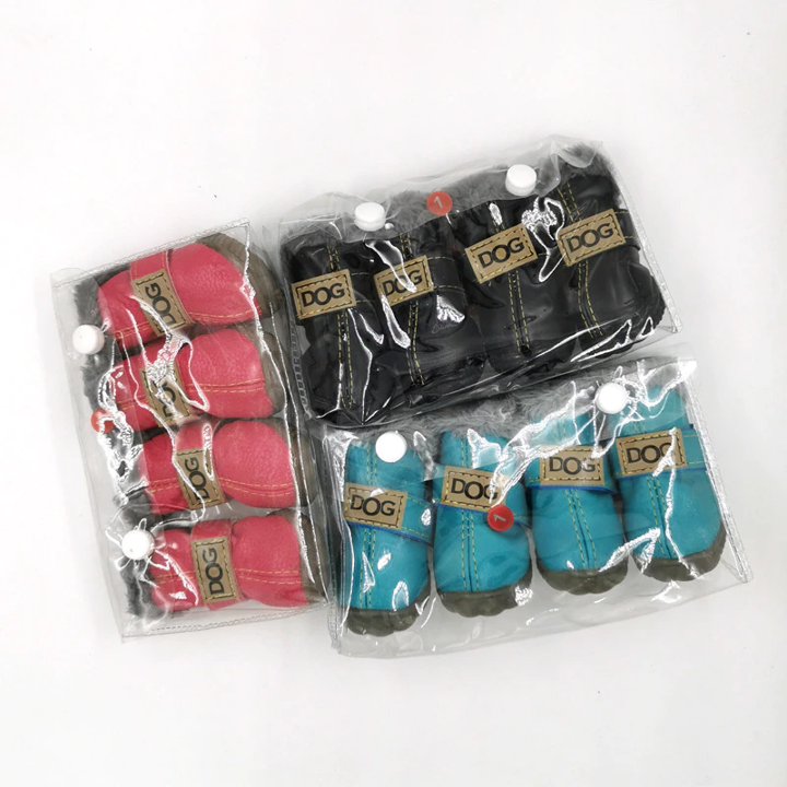 Waterproof fleece-lined warm dog snow boots for small dogs