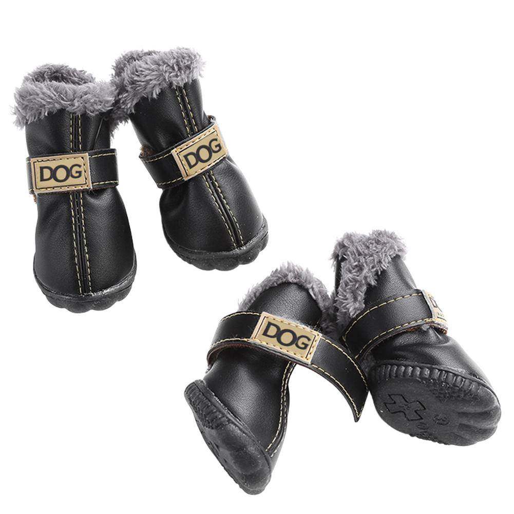 Waterproof fleece-lined warm dog snow boots for winter paw protection