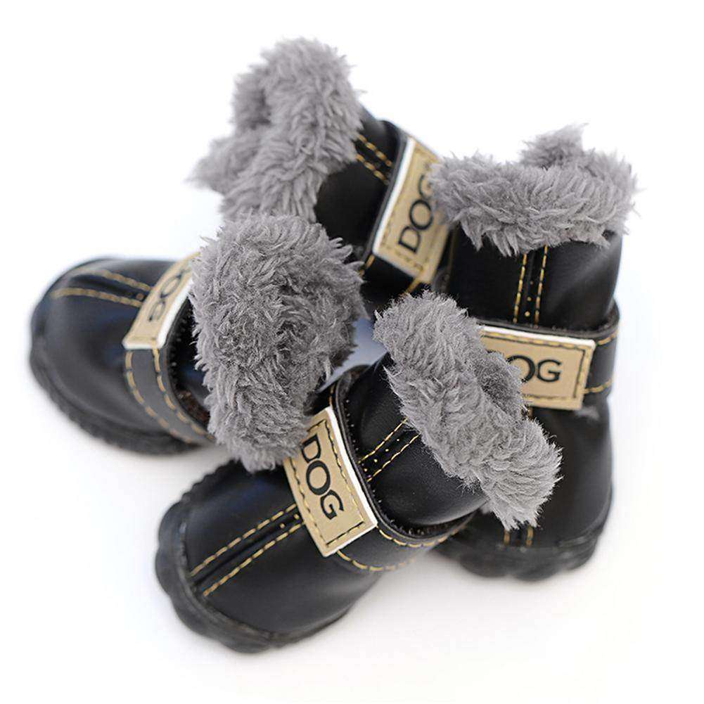 Waterproof fleece-lined warm dog snow boots for winter paw protection