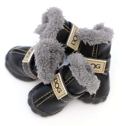 Waterproof fleece-lined warm dog snow boots for winter paw protection