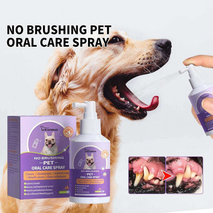 Dog and cat tooth cleaning spray bottle for pet oral hygiene