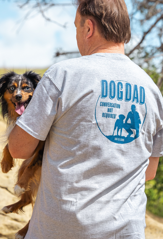 grey dog dad t-shirt made of 100% cotton for casual wear