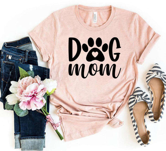 Dog Mom T-Shirt in soft ring spun cotton with durable flex print