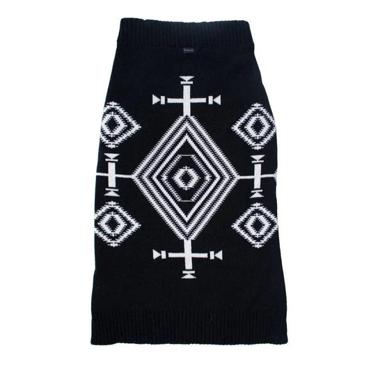 Dog wearing stylish Pendleton wool blend sweater for warmth