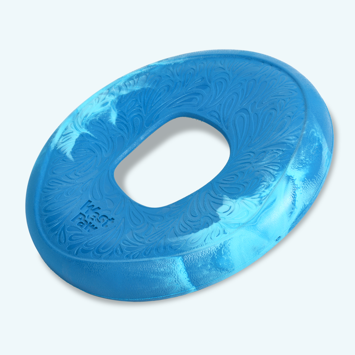 dogs favorite high-flying disc in blue Seaflex® material with a textured surface and central hole for easy dog pickup