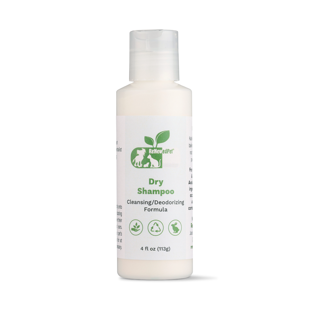 4-ALL PETS natural dry shampoo for pets in container with exfoliating gloves