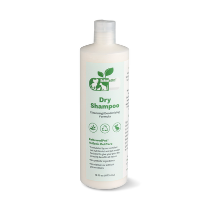 ReNewedPet Holistic Dry Shampoo for pets 16 oz bottle natural cleansing deodorizing formula