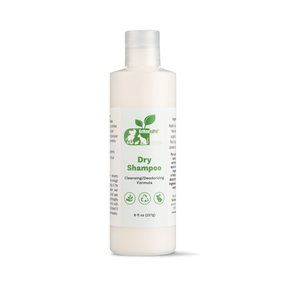 4-ALL PETS natural dry shampoo bottle with cleansing and deodorizing formula for pets