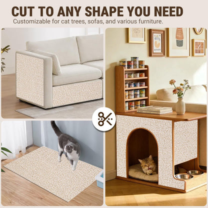 Cat Scratch Furniture Protector, DIY Cat Scratching Mat For Couch, Sofa, Wall,Cat Post,Cat Tree Durable Furniture Guards Couch Scratcher From Cats Claws Scratching For Indoor