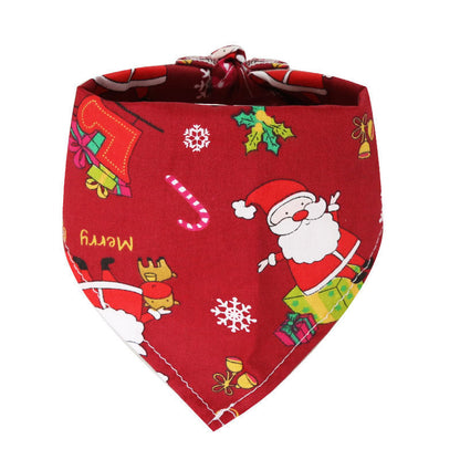 Pet Supplies Dogs Cats Christmas Cotton Printed Pet Dress Triangle Scarf