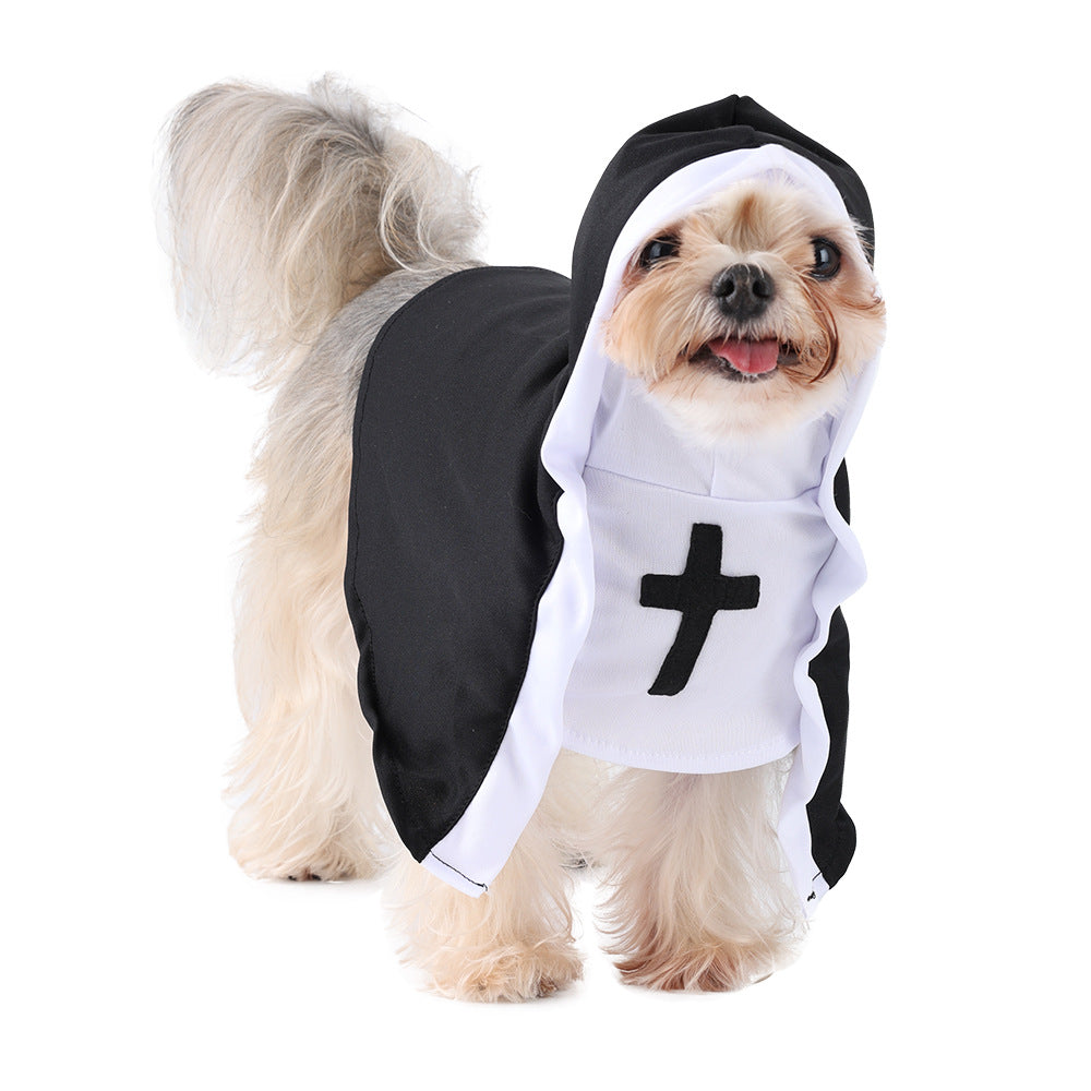 Cat Halloween Decoration Nun Cloak Dog