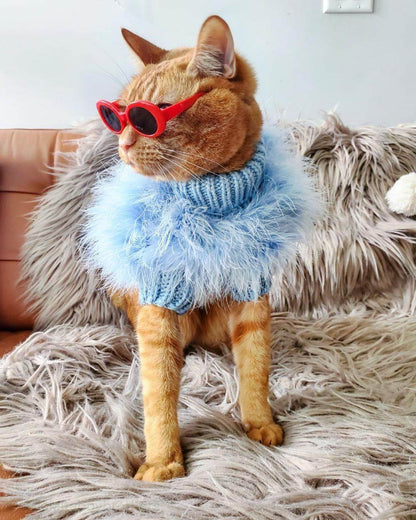 Haute Couture Feathered Luxury Pet Sweater: Stylish Warm Pet Clothes