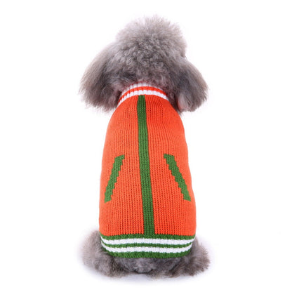 Pet Bone Stripe High Neck Christmas Sweater