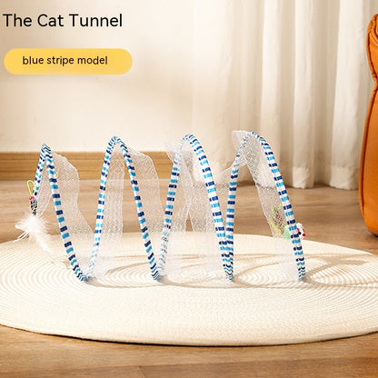 Folded Cat Tunnel S Type Cats Tunnel Spring Toy Mouse Tunnel Cat Outdoor Cat Toys For Kitten Interactive Cat Supplies