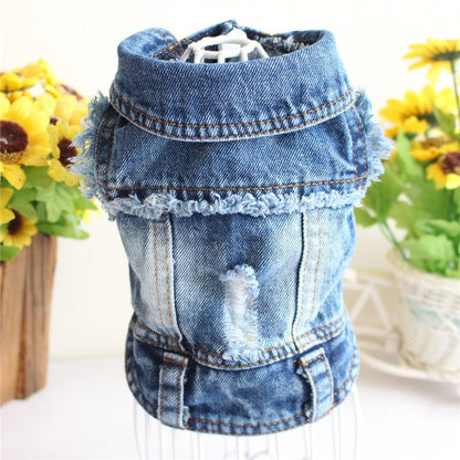 Dog Jean Jacket - Stylish Blue Denim Pet Coat & Vest for Small Dogs