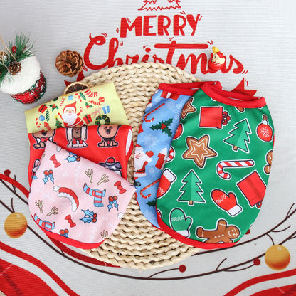Christmas Limited Edition Cat And Dog Clothing Vest For Small Pete Short Style Non Shedding