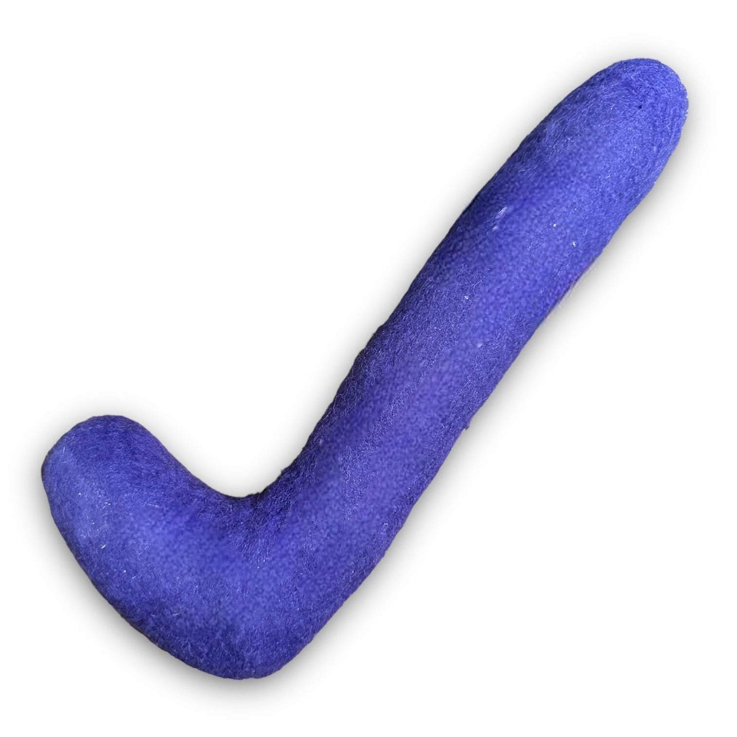 Handmade tube felt dog toy made from durable wool for tug, chew, and fetch play