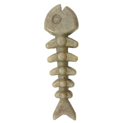 Durable fish bone nylon dog chew toy for aggressive chewers in beige color