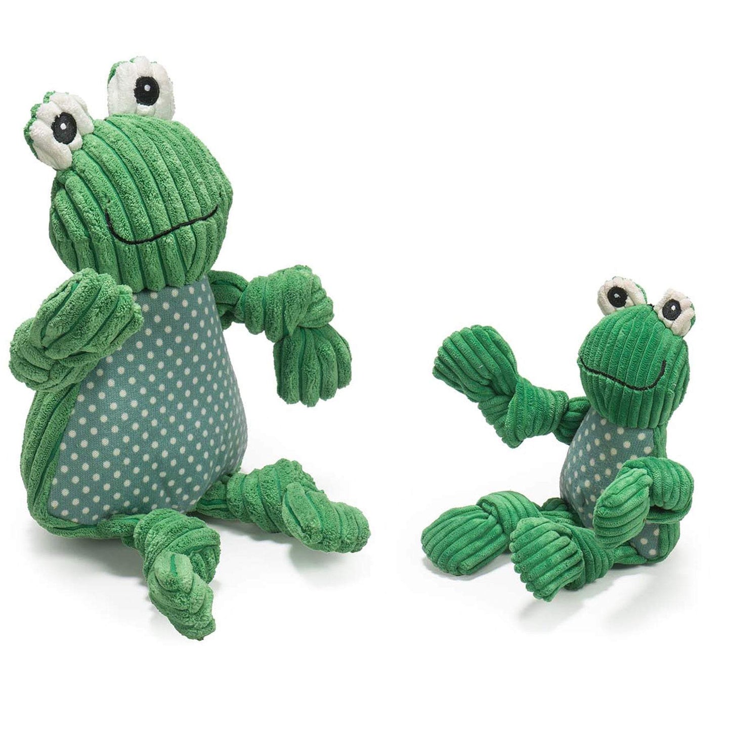 Fergie Frog Knottie® durable knotted plush dog toy with squeakers and Tuffut Technology