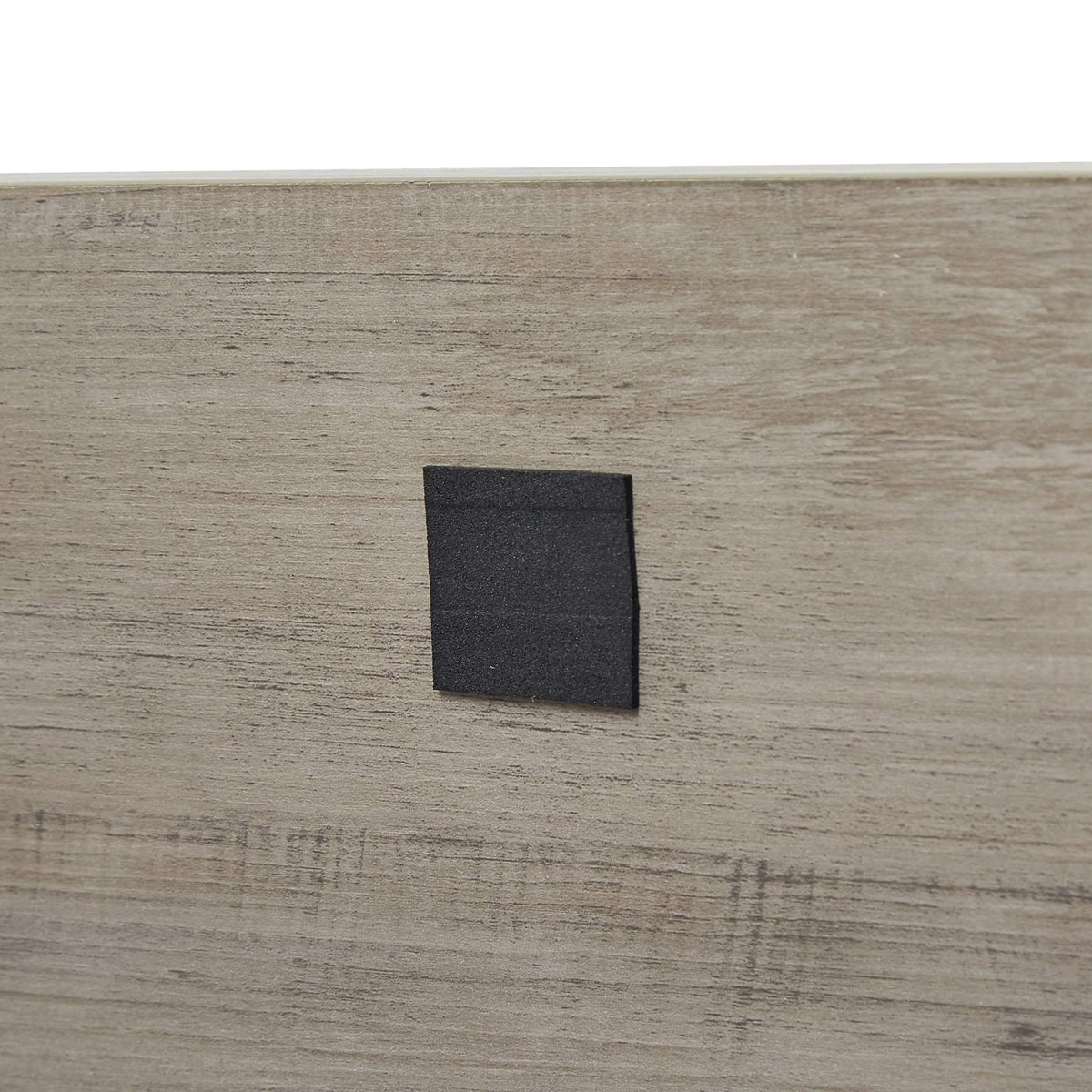 Furniture Dog Crate with Double Doors featuring a grey wood-grain panel and a small black square inset