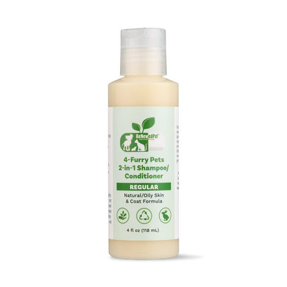 4-Furry Pets 2-in-1 natural shampoo and conditioner for normal to oily pet coats, 4 fl oz bottle