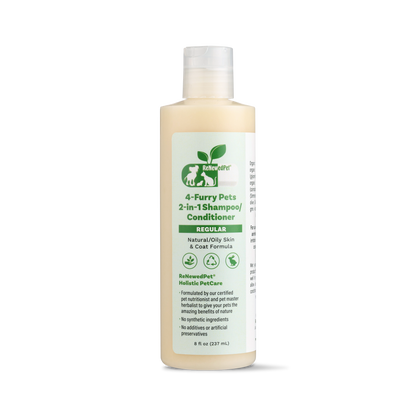 4-Furry Pets 2-in-1 natural shampoo and conditioner for normal to oily pet skin and coat, organic ingredients