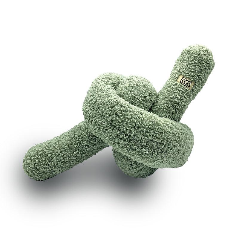COME HERE BUDDY’s Knott plush velvet dog toy in green, durable and soft for chewing and play