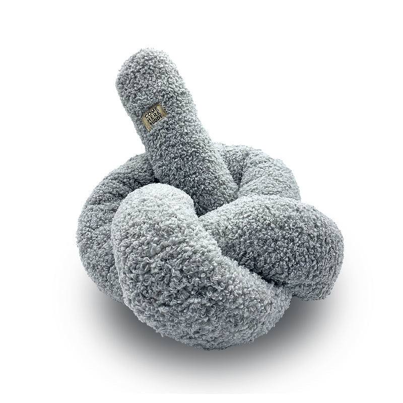 COME HERE BUDDY’s Knott plush velvet dog toy in gray, soft and durable chew toy for pets