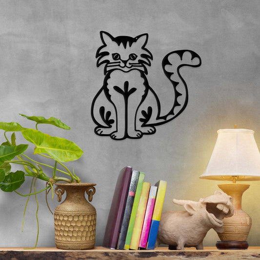 Happy cat metal wall art steel décor with smiling cat design
