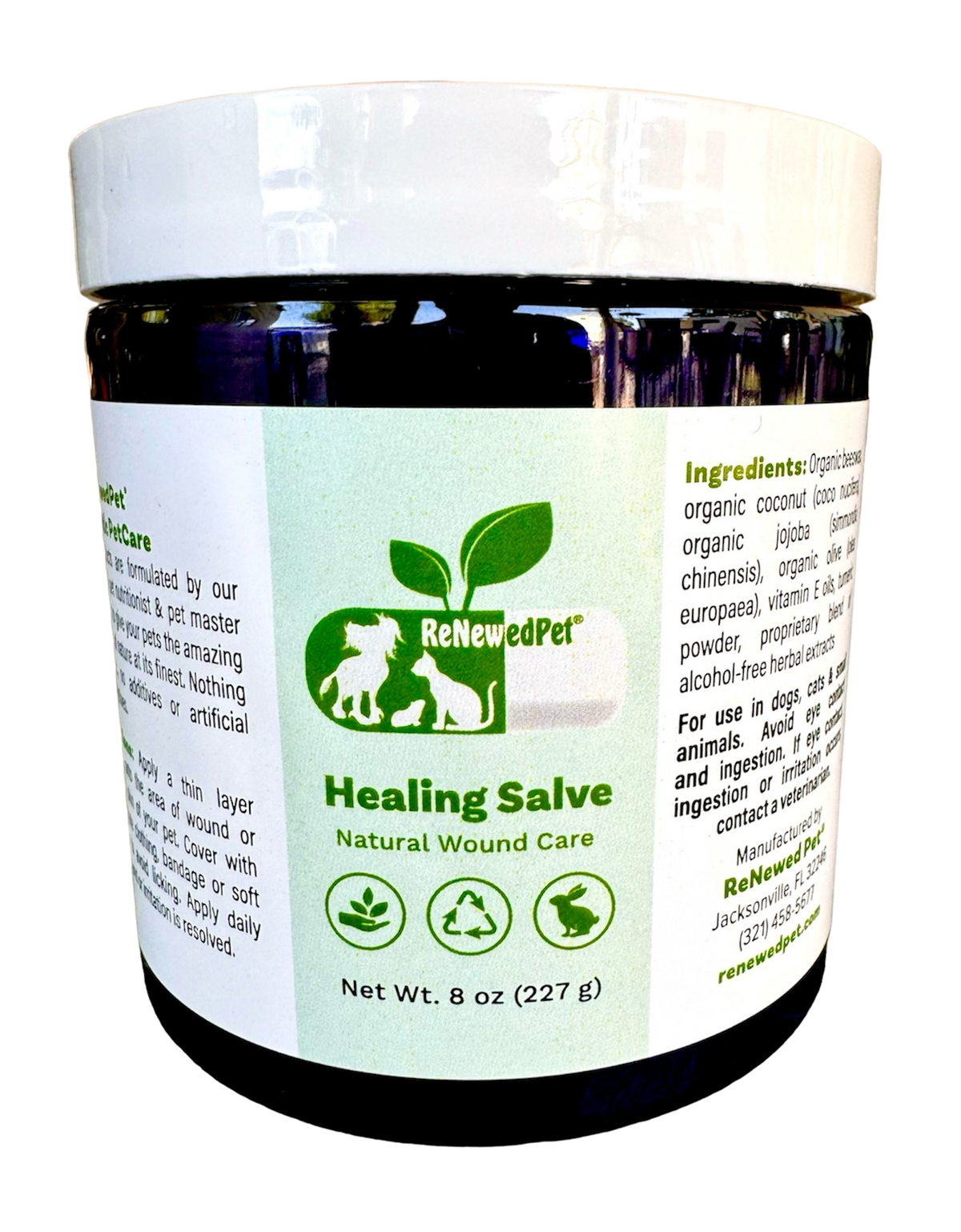 Natural healing skin salve for pets with organic ingredients