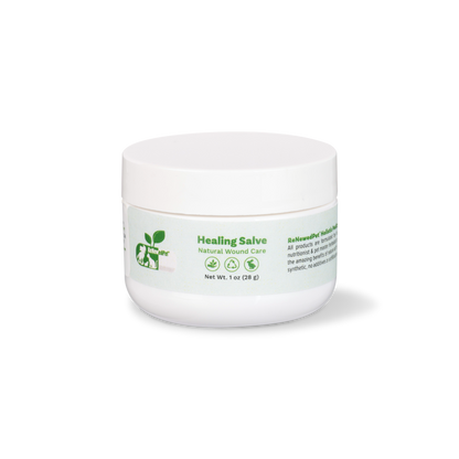 Healing Skin Salve natural organic pet wound care ointment in white jar