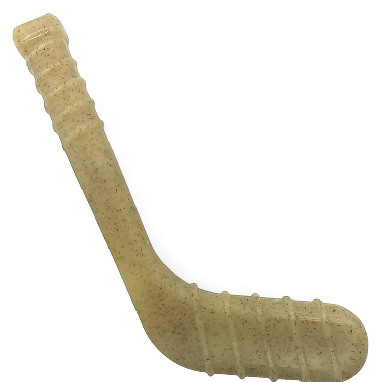 Medium-sized brown hockey stick shaped nylon dog chew toy for aggressive chewers