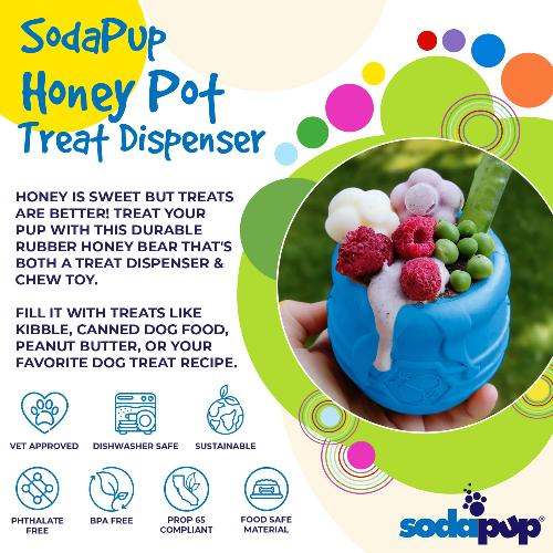 USA made Honey Pot Dog durable rubber treat dispenser and enrichment toy