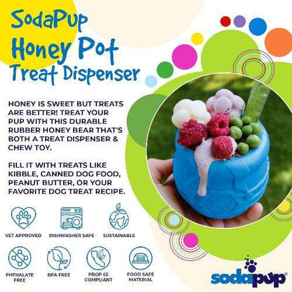 USA made Honey Pot Dog durable rubber treat dispenser and enrichment toy