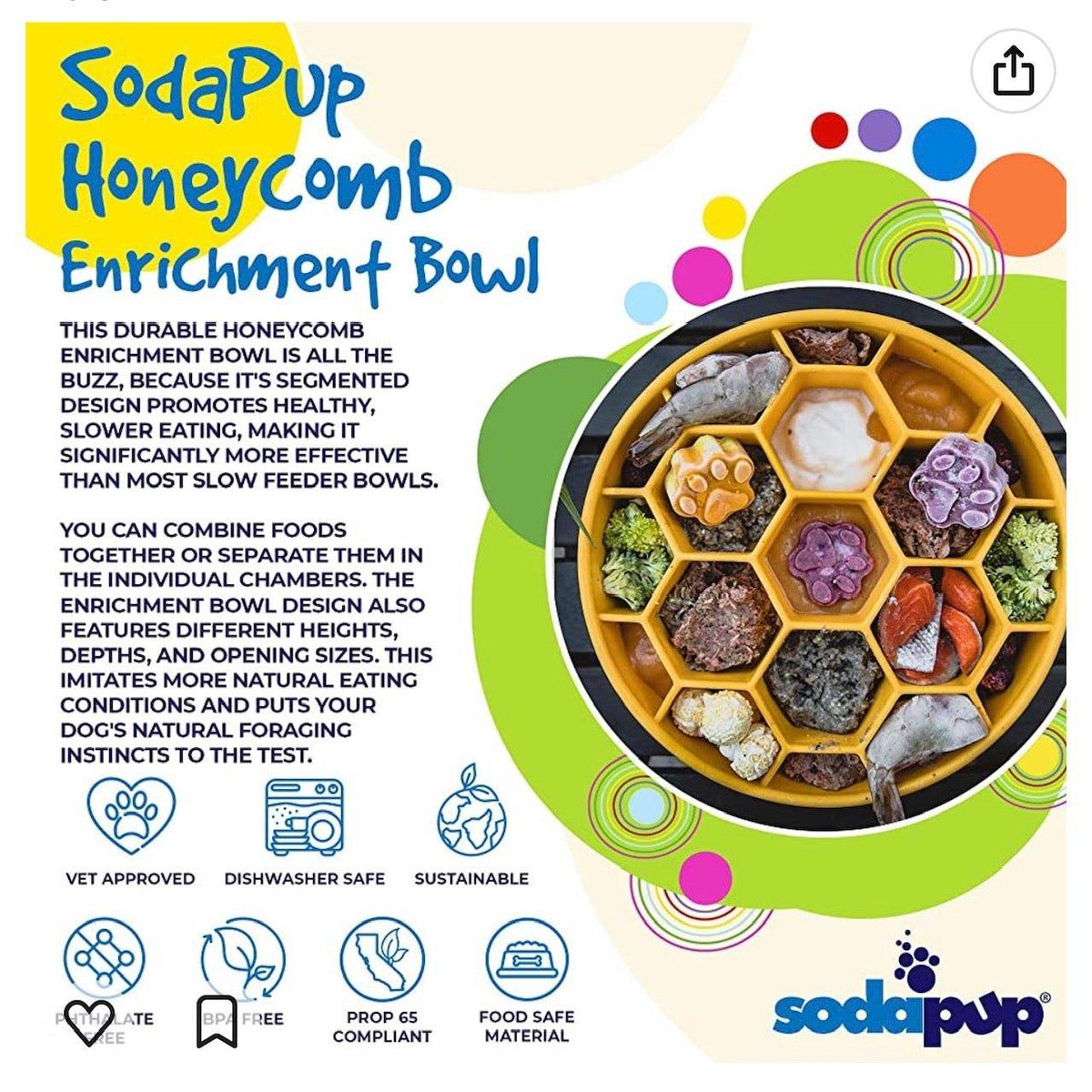 Honeycomb eBowl slow feeder dog bowl with honeycomb pattern