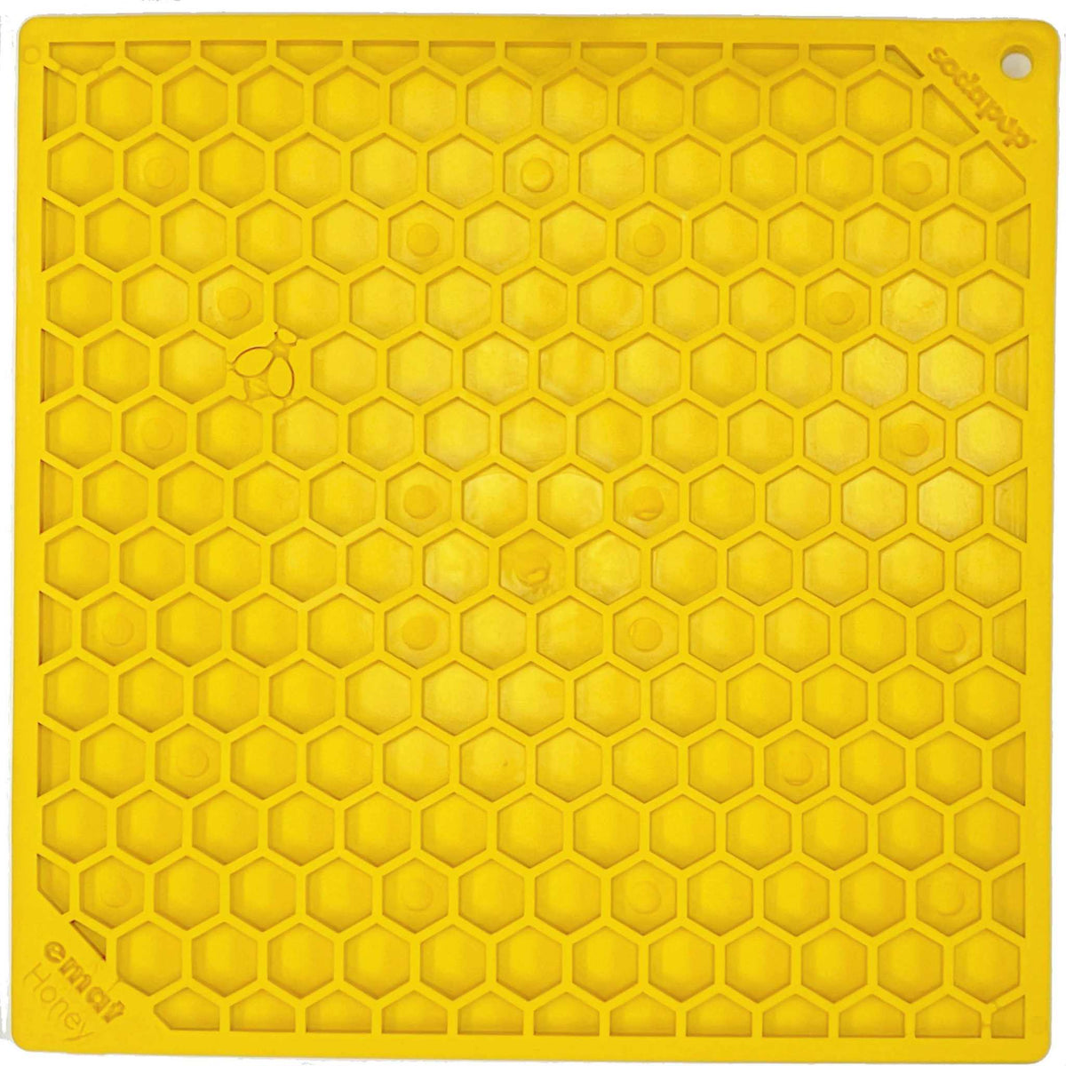 Yellow honeycomb pattern eMat lick mat for dog enrichment and anxiety relief