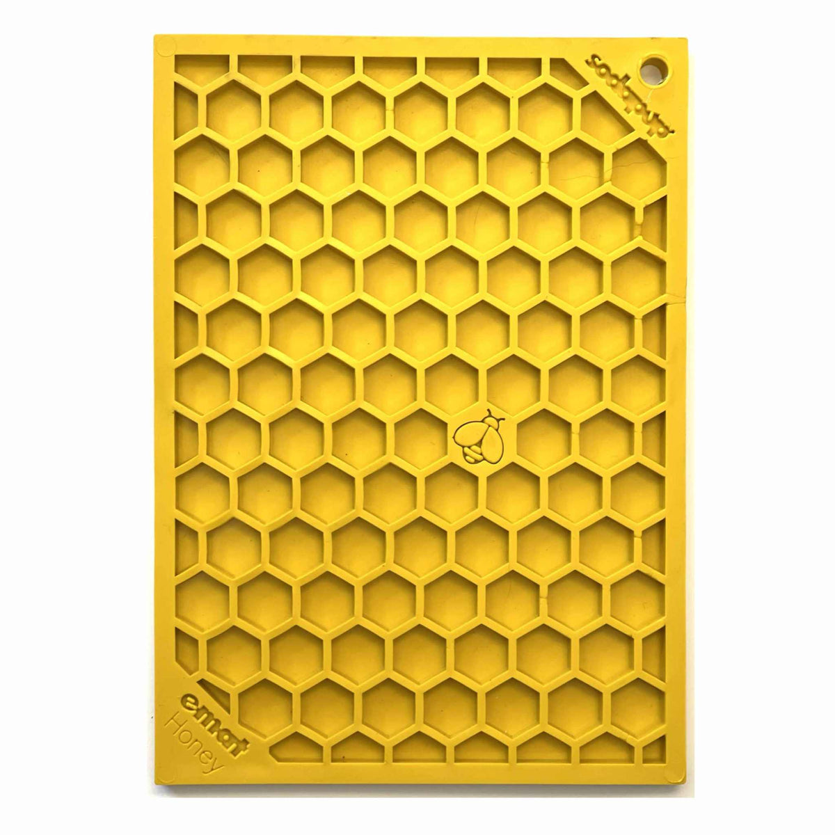 Yellow Honeycomb eMat lick mat for dog enrichment and anxiety relief